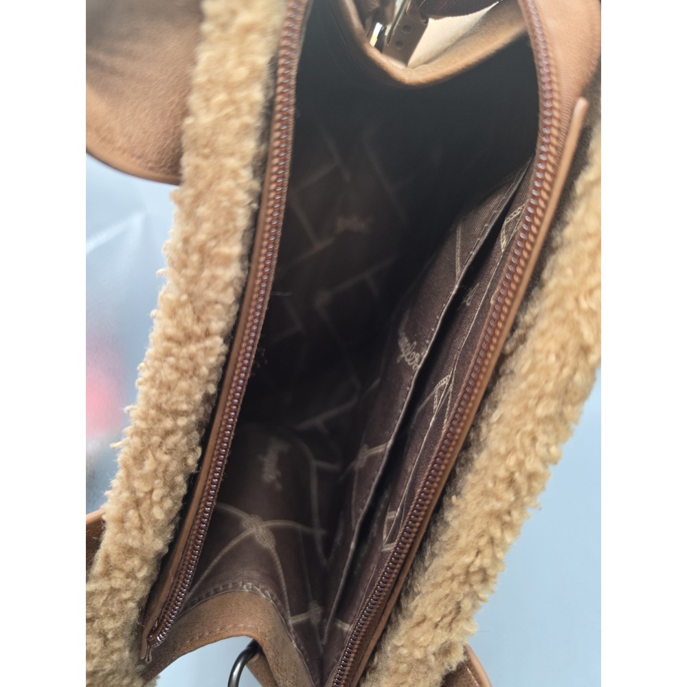Wrangler Aztec Sherpa Southwestern Tote Crossbody Purse Western Canvas Brown - Picture 5 of 8